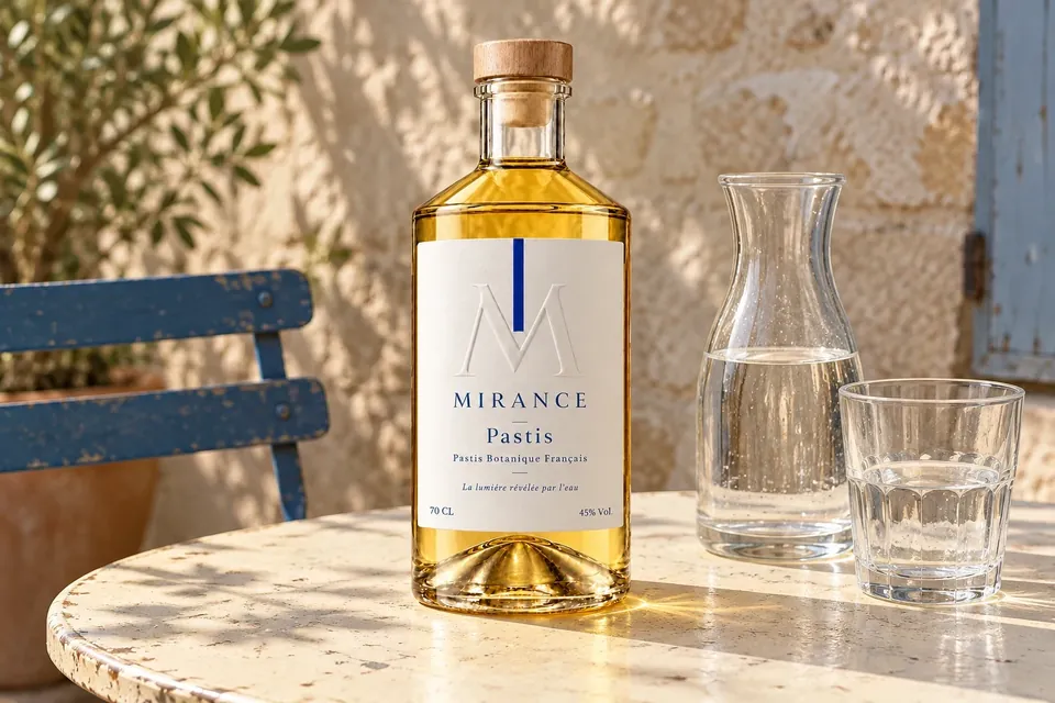 MIRANCE et une carafe d’eau sur une table