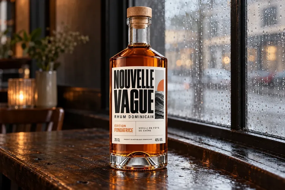 NOUVELLE VAGUE sur un comptoir près d’une fenêtre