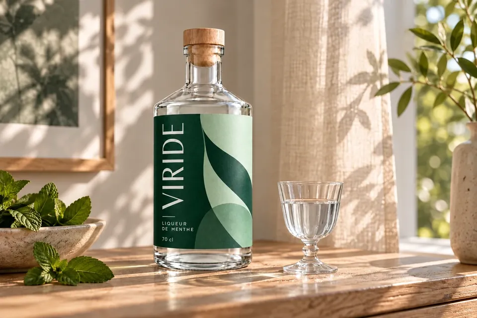 VIRIDE près d’une fenêtre avec un verre de dégustation